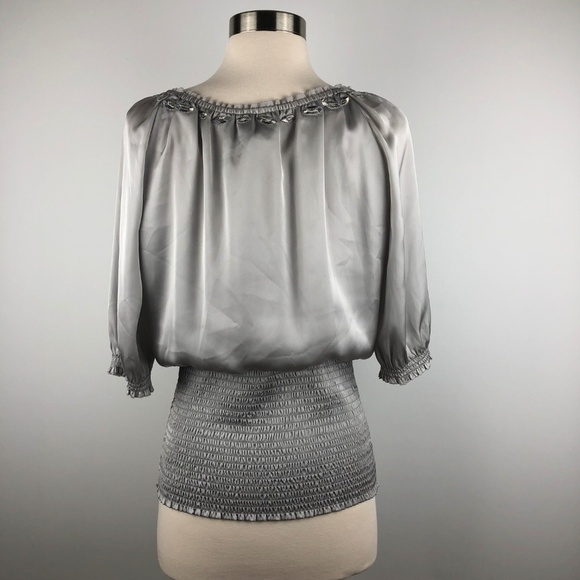 White House Black Market Silver Jewel Blouse XS - Picture 3 of 6